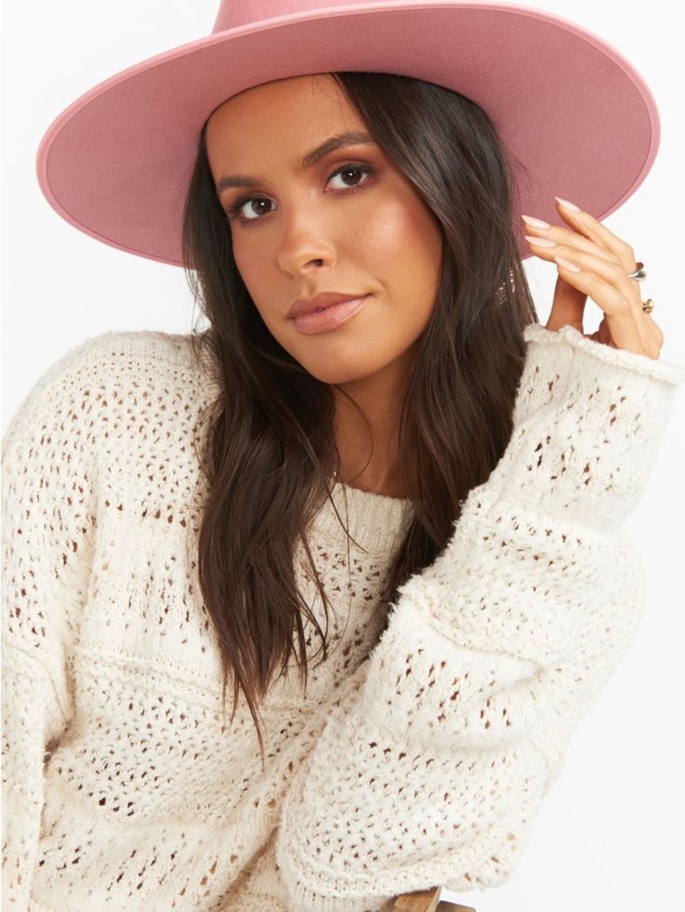 Lack Of Color Wide Brim Felt Hat in Rosewood